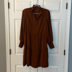 Boutique, long sleeve dress, hits just above knee, flowing fit!